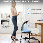 450 LBS Big and Tall Executive Office Chair with Flip up Arm, Heavy Duty Leather Computer Desk Chair,Comfortable High Back Swivel Home Office Chair with Rolling for Adults (White)