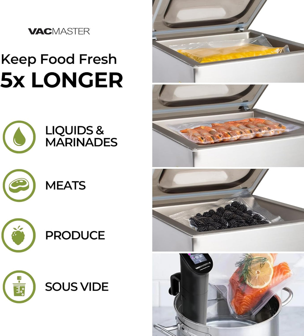 Vacmaster VP320 Commercial Countertop Chamber Vacuum Sealer Machine, ½ HP Oil Pump, 16” Seal Bar, 10 Programmable Settings, Large Vacuum Food Sealer Machine for Liquids, Meats & Sous Vide