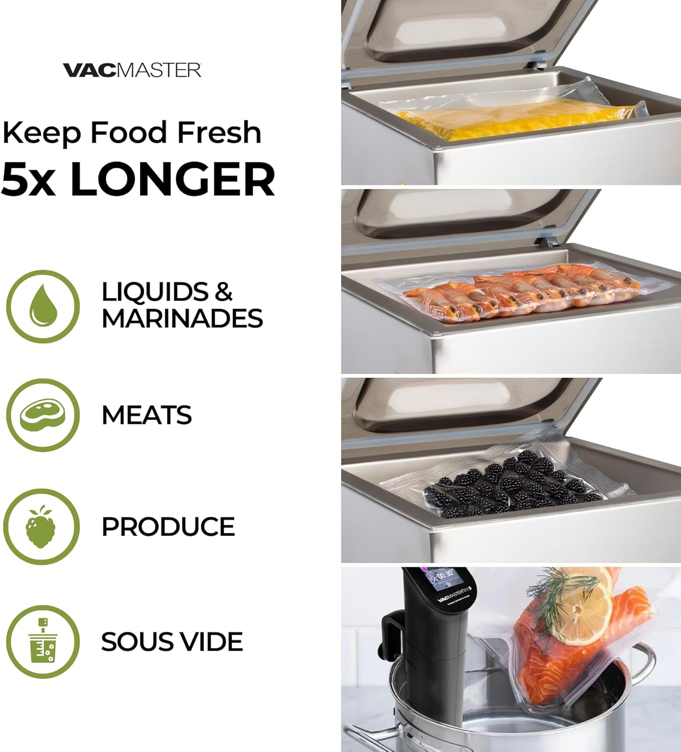 Vacmaster VP320 Commercial Countertop Chamber Vacuum Sealer Machine, ½ HP Oil Pump, 16” Seal Bar, 10 Programmable Settings, Large Vacuum Food Sealer Machine for Liquids, Meats & Sous Vide