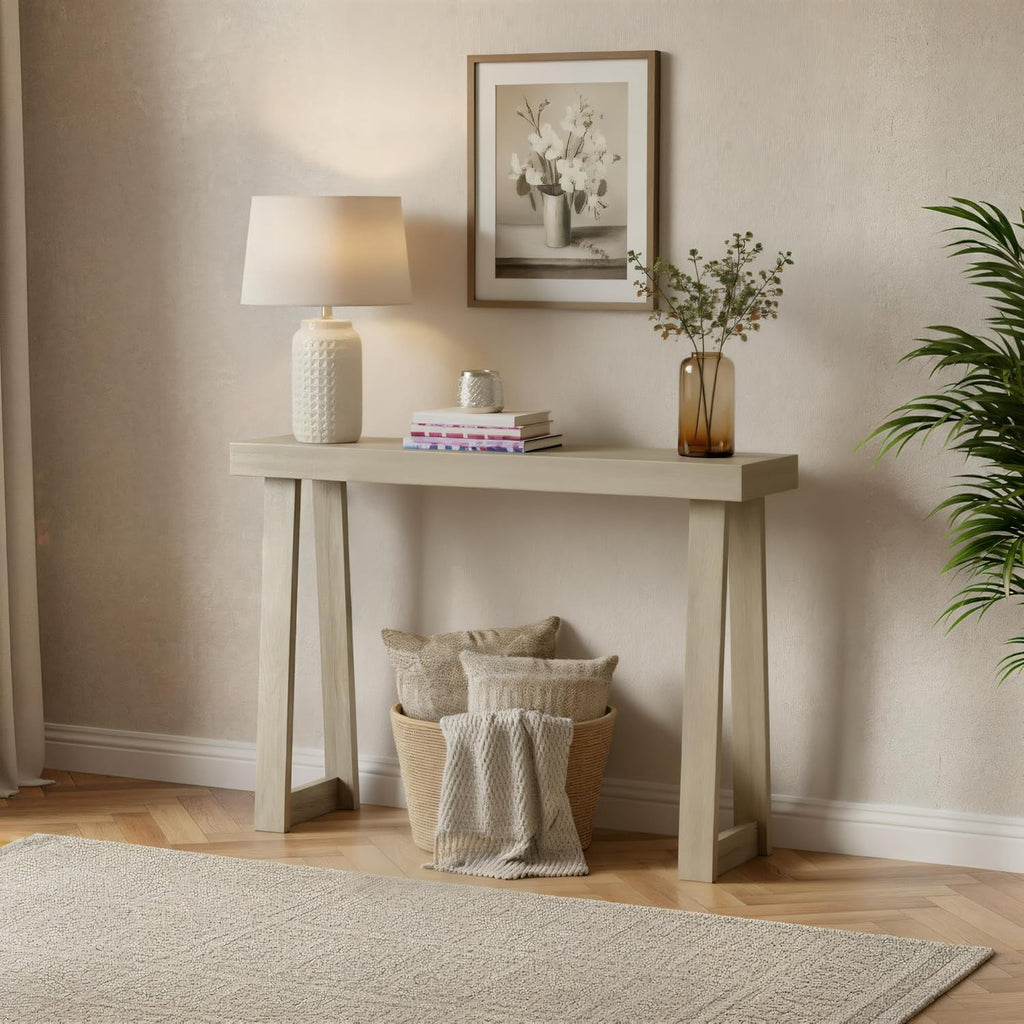 Plank+Beam Classic 36 Inch Console Table, Solid Pine Wood Entryway Table, Narrow Sofa Table for Hallway or Living Room, Seashell