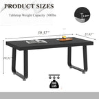 HSH Black Modern Coffee Table, Rustic Wood and Metal Center Table, Farmhouse Simple Living Room Coffee Tables, Industrial Minimalist Wooden Tea Coffee Table for Bedroom Home Office, Black Oak, 39 in