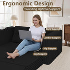 HABUTWAY Folding Sofa Bed, 2 in 1 Convertible Sleeper Chair with Pillow, Portable Fold Out Chair Bed with Armrest, Comfy Floor Couch, Lazy Sofa for Living Room Bedroom Dorm Home Office, Black
