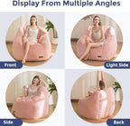 MAXYOYO Bean Bag Chair, Comfy Bean Bag Sofa with Back Support, Faux Fur Bean Bag Chair for Adults and Kids, Stuffed Floor Sofa for Living Room, Bedroom, Apartment, Pink