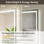 60x36 Large LED Bathroom Mirror with Lights, Brighter Backlit + Front Lit, Tempered Glass, Dimmable, Multiple Light Modes, Anti-Fog Lighted Bathroom Vanity Mirror for Wall, Memory Function