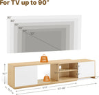 Extendable TV Stand for TVs up to 90",Modern Entertainment Center with Adjustable Shelf,Television Stand with 2 Storage Cabinets,Wooden TV Media Console for Living Room Bedroom Natural Oak