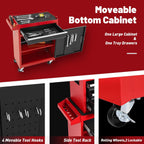 5 Drawers Tool Cart on Wheels with 1 Cabinet, Multifunctional Removable Rolling Tool Chest Storage Set, Tool Trolley Organizer Tool Box for Garage,Warehouse,Workshop,Repair Shop (Red)