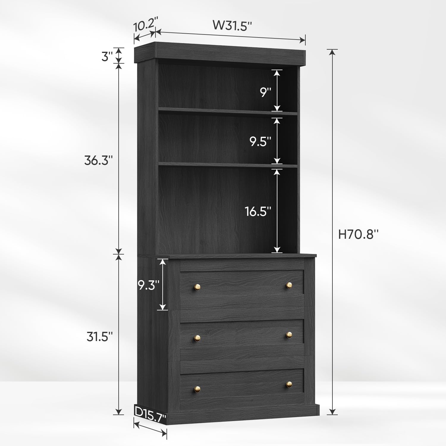 71" Tall Farmhouse Kitchen Pantry, Large Storage Cabinet with Drawers, Freestanding Coffee Bar Hutch with Microwave Stand, Adjustable Shelves for Kitchen, Living Room, Black 4 Pcs