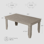 GarveeHome Farmhouse Dining Table for 4-6 People, 63 in Long Kitchen Tables with Wooden Sturdy Frame, 5 ft Large Rectangular Dinner Table for Dining Room, Kitchen, Grey, 63" Non-extendable