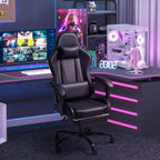 Homall Gaming Chair, Video Game Chair with Footrest and Massage Lumbar Support, Ergonomic Computer Chair Height Adjustable with Swivel Seat and Headrest (Dark Black)