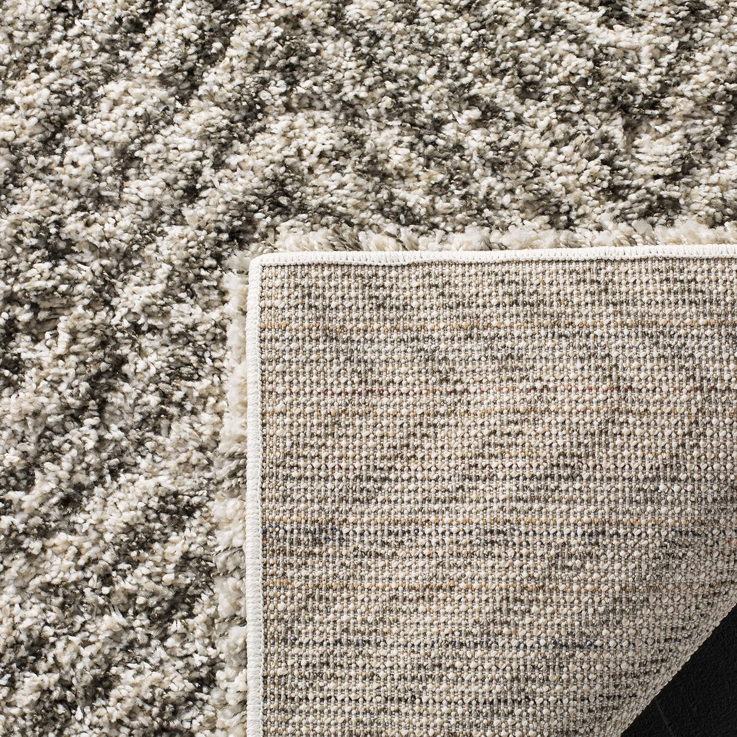 SAFAVIEH Hudson Shag Collection Area Rug - 9' x 12', Ivory & Grey, Chevron Design, Non-Shedding & Easy Care, 2-inch Thick Ideal for High Traffic Areas in Living Room, Bedroom (SGH375A)