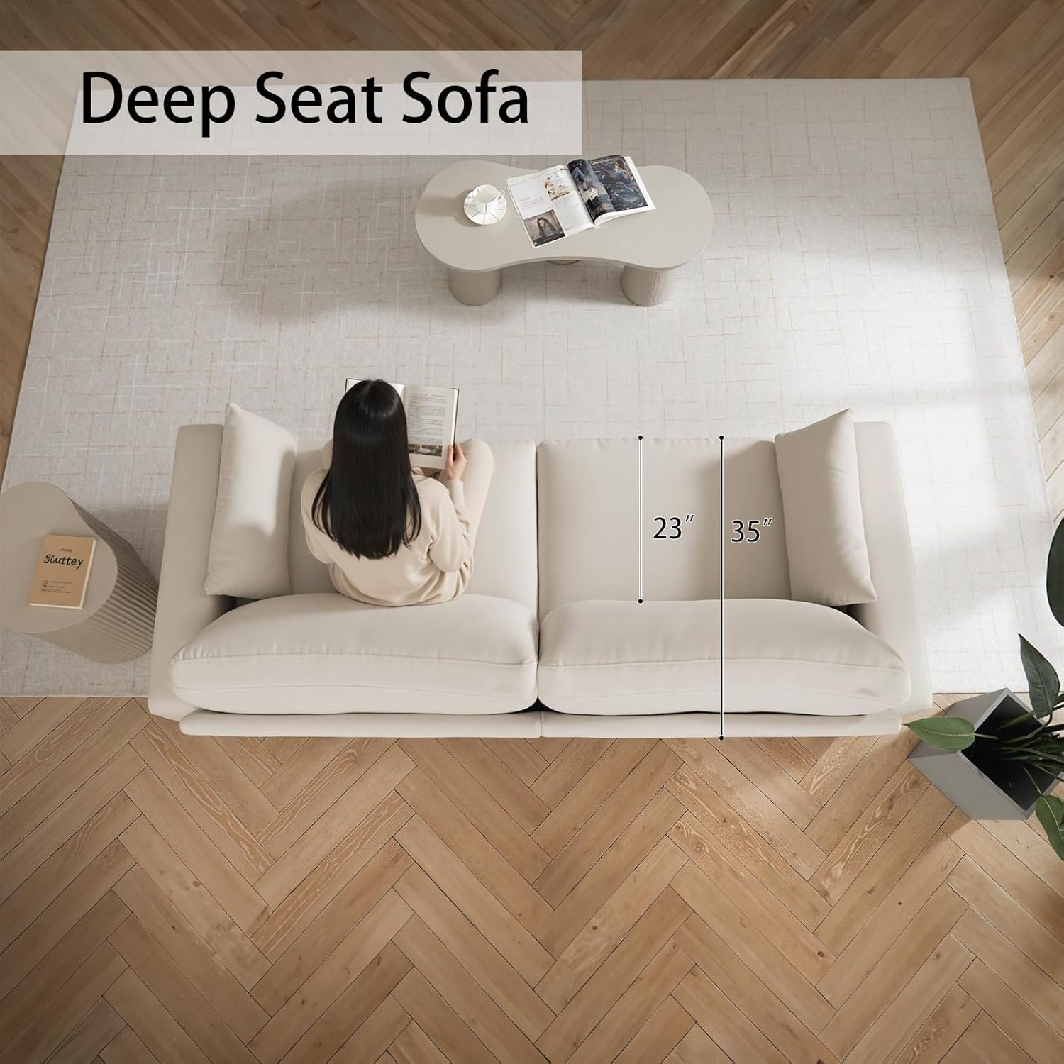 Modern Loveseat Sofa for Living Room, Spring Cushions, Removable Cover, Solid Wood Frame, Wide Armrest, Chenille Fabric Recliner Couches for Small Space
