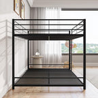 Full Over Full Bunk Beds, Metal Heavy Duty Full Size Bunk Beds for Kids, Full Size Bed Frmae for Boys and Girls,Loft Bed with Ladder and Guardrail for Small Spaces (Black)