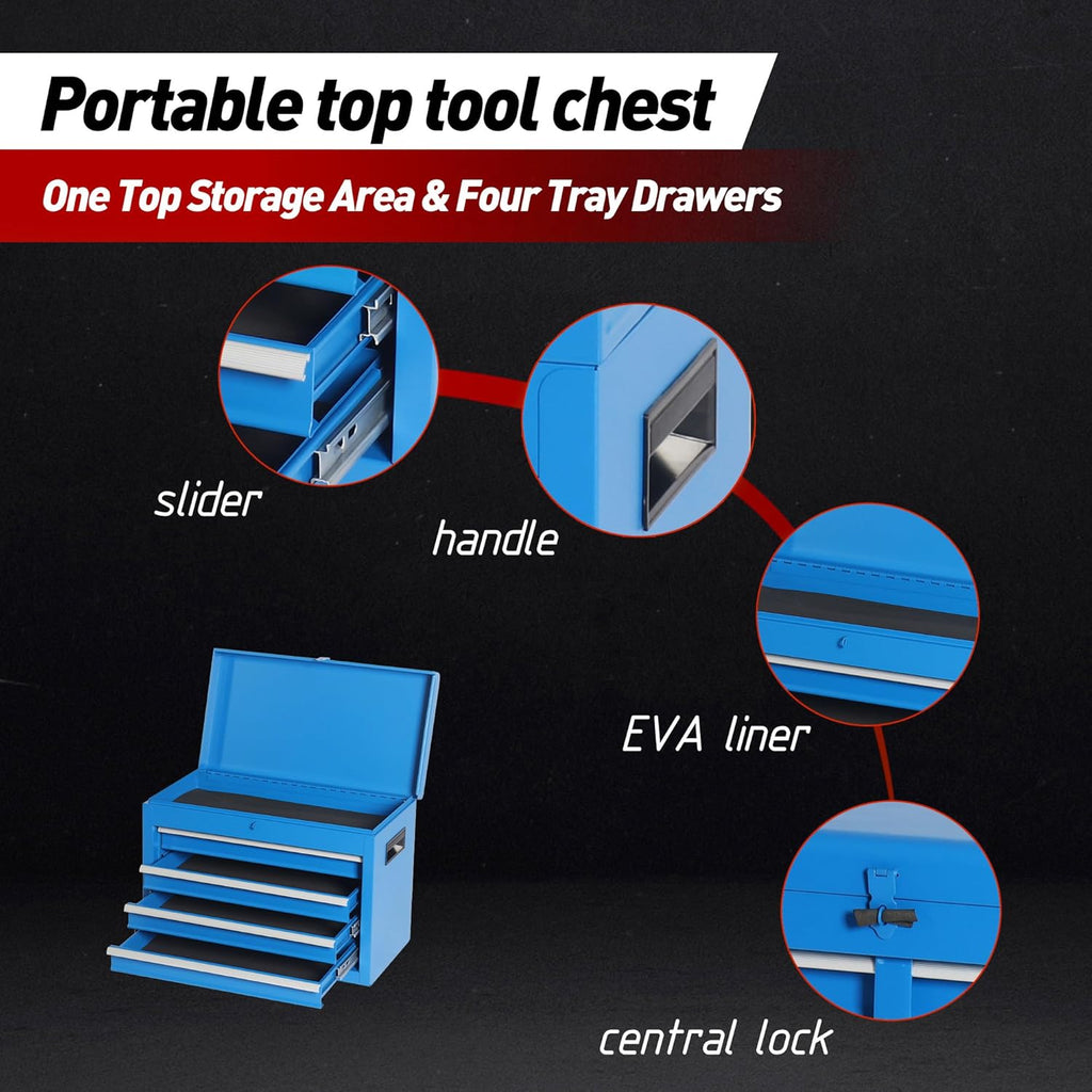5 Drawers Tool Cart on Wheels with 1 Cabinet, Multifunctional Removable Rolling Tool Chest Storage Set, Tool Trolley Organizer Tool Box for Garage,Warehouse,Workshop,Repair Shop (Blue)