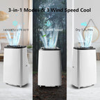 Towallmark 14,000 BTU 3-in-1 Portable Air Conditioner, Cooling, Dehumidifier & Fan, Ultra Quiet 48dB, Sleep Mode, Easy Install (16"-47" Windows), Quick Cooling for 600-750 Sq.Ft. Home, Office, APT