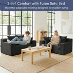 Boneless Couch Loveseat Sleeper, Convertible Sofa Bed Folding Couch Bed Foldable, 2 in 1 Boneless Chair Bed & Futon Sofa Bed, Small Pull Out Sofa with 4 Pillows for Living Room, Black | No Assembly, Convertible, 2 in 1, Pull Out Handle, 4 Pillows