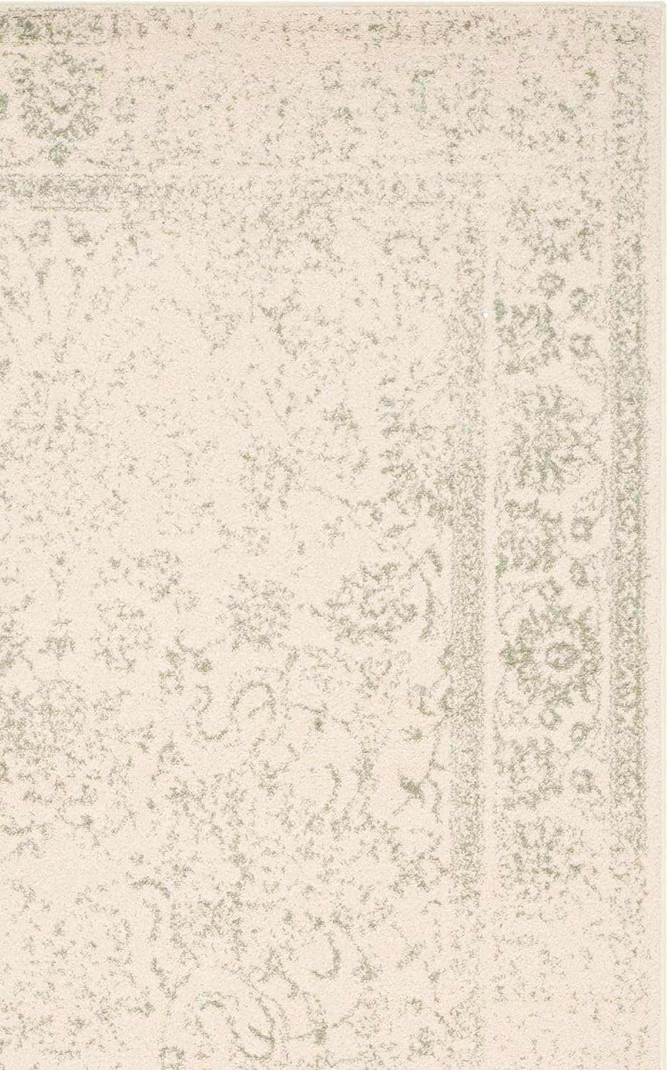 SAFAVIEH Area Rug 8x10 - Adirondack Collection - Large - Ivory & Sage, Distressed Vintage Floral Design, Non-Shedding & Easy to Clean, Ideal for Living Room, Bedroom, Dining Space (ADR109V)
