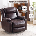 Power Lift Recliner Chair for Elderly, Oversized Leather Lift Chair with Heat and Massage, Dual Motor Zero Gravity Power Recliner Chair with Adjustable Headrest, Cup Holder & USB Port