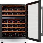 Ca'Lefort Wine Fridge & Cooler - 24 Inch 52 Bottle Wine Cooler Refrigerator, 40-65°F Dual Zone Wine Refrigerator Glass Door, 3 LED Built-in or Freestanding Fridge for Home/Bar/Kitchen (5.65 cu.ft)