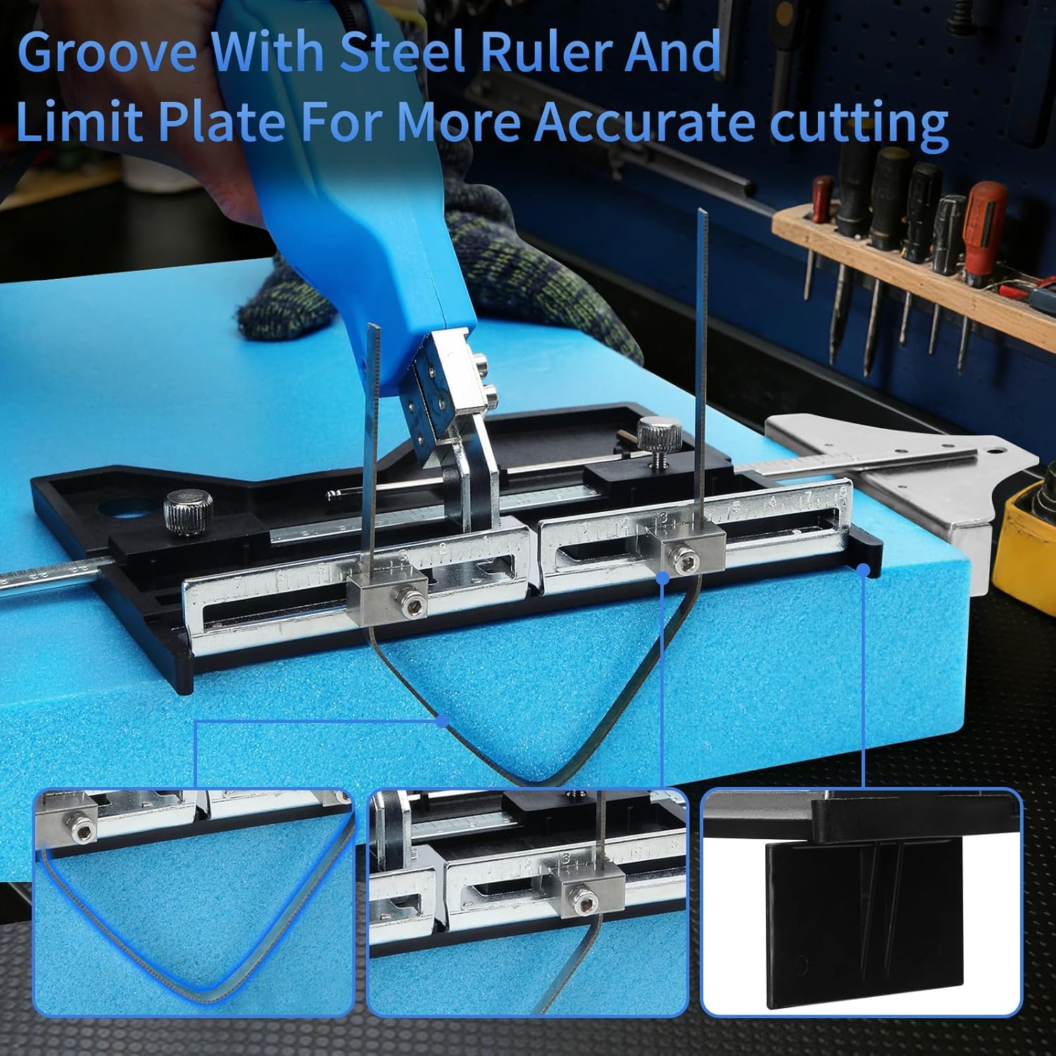 250W Hot Knife Foam Cutter for Grooving/Sculpture Styrofoam Cutter Foam Electric Cutting Tool Kit Adjustable Power Foam Cutter for EPP, EPS, XPS, EVA, Sponge, EPE, PU (FC250+Slotting)