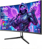 ZZA 32" Curved Gaming Monitor  4K UHD (3840 x 2160) VA Display  1500R Immersion  144Hz/160Hz Refresh Rate  Advanced Computer Screen  Supports AMD FreeSync Premium  120% sRGB Color Gamut HDMI 2.1/DP1.4