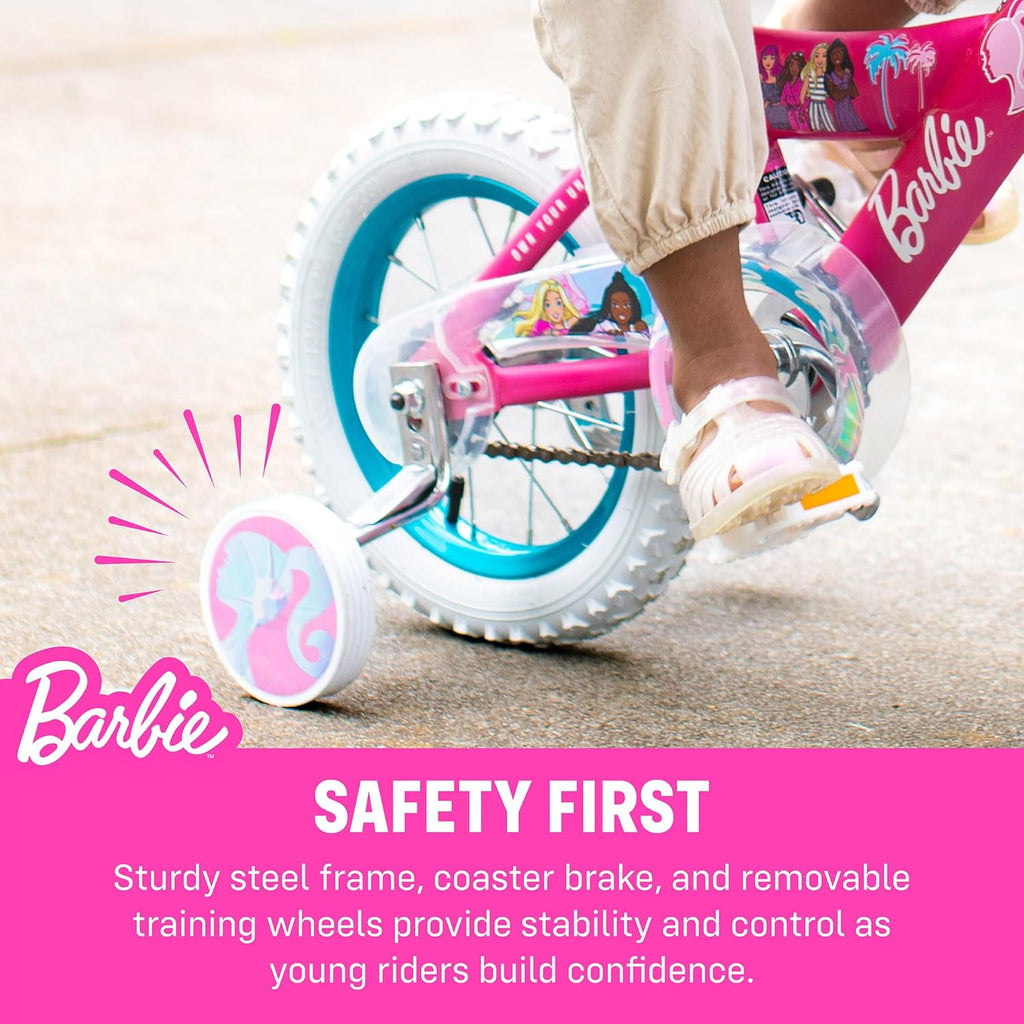 Dynacraft Barbie 16-inch Girls' Bike for Kids Ages 5-7 Years - Fun and Stylish Design, Sturdy and Durable, Perfect for Kids Learning to Ride, Easy to Assemble, Ideal for Young Riders