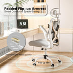 Home Office Desk Chairs, Ergonomic Office Chair with Lumbar Support & 3D Headrest, Computer Desk Chair with Flip-up Armrests, Perfect for Office or Study, Gray/Gold