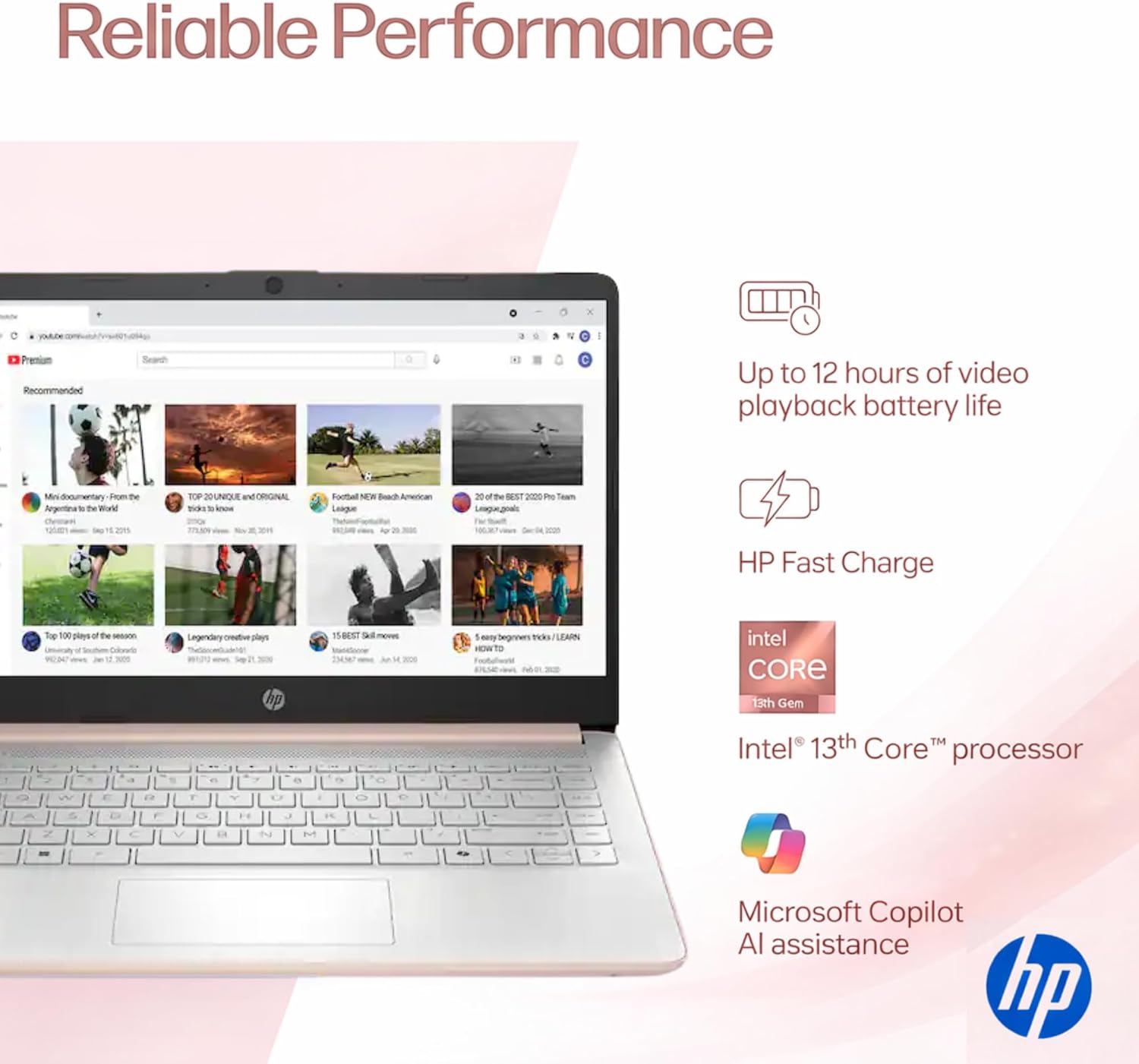 HP Ultrabook Laptop  8GB RAM  1.1TB Storage (1TB OneDrive + 64GB SSD)  Microsoft 365 Included  Intel 2-Core | Fast  Smart  Budget-Friendly  AI-Ready Essential no Mouse  Rose Gold