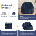 MAXYOYO Bean Bag Chair, Comfy Bean Bag Sofa with Back Support, Faux Fur Bean Bag Chair for Adults and Kids, Stuffed Floor Sofa for Living Room, Bedroom, Apartment, Navy