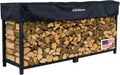 Woodhaven 8-Foot Firewood Rack – American Brand – 1/2 Cord Raised Lumber Storage Rack – Keeps Wood Dry & Ready – Heavy-Duty Steel  Lifetime Structural Warranty (With Cover)