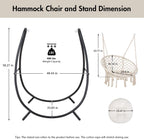 ANOW Macrame Hammock Chair with Stand for Outside, Heavy Duty Hanging Chair Stand with Swing Chair, Includes Seat Cushion, Max 400 Lbs, Natural
