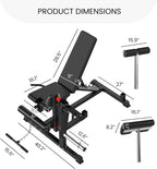 Finer Form GLX Adjustable Weight Bench with Leg Extension and Curl Machine, Total Body Bench for Home Gym, Great for Bench Press, Sit Ups, Preacher Curl, Hip Thrusts and Other Plate-Loaded Exercises