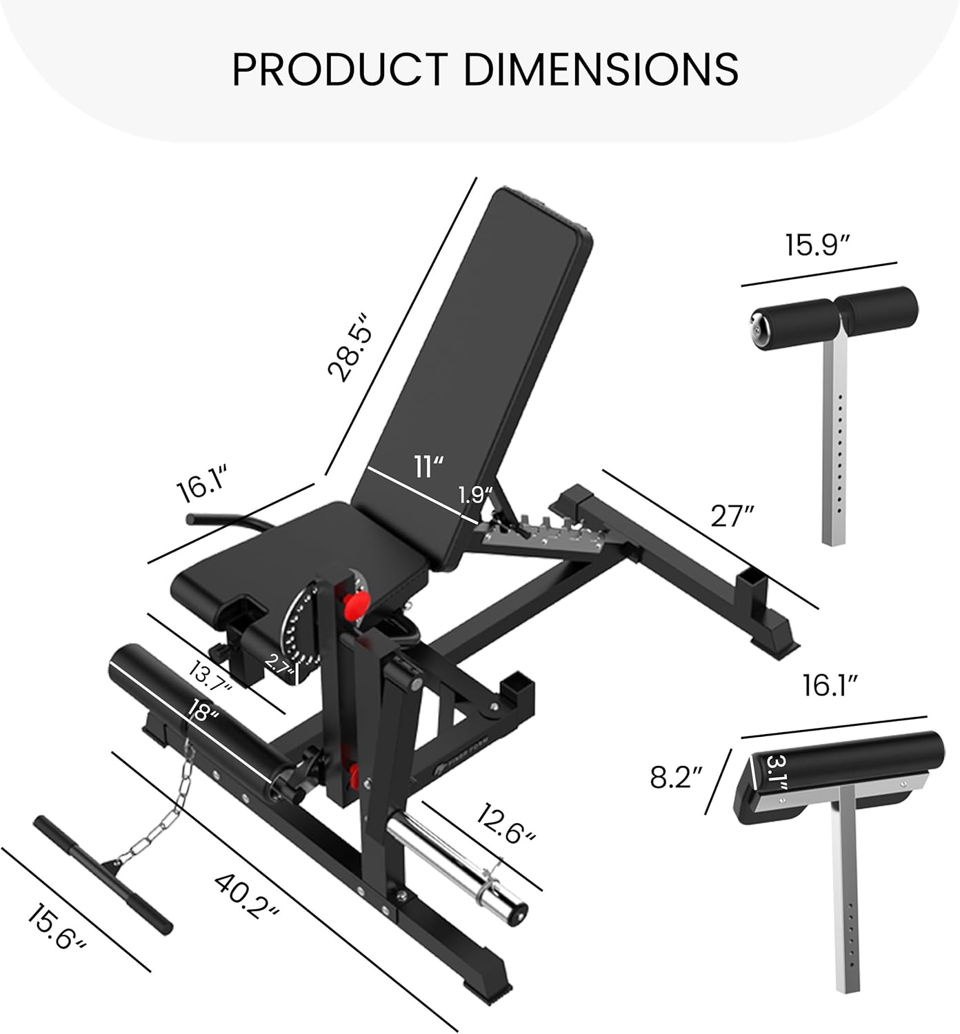 Finer Form GLX Adjustable Weight Bench with Leg Extension and Curl Machine, Total Body Bench for Home Gym, Great for Bench Press, Sit Ups, Preacher Curl, Hip Thrusts and Other Plate-Loaded Exercises