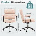 OLIXIS Ergonomic Home Office Desk Chair, PU Leather Computer Chair with Lumbar Support Adjustable Height Rolling Swivel Executive Task Armrests Chair, Hot Pink