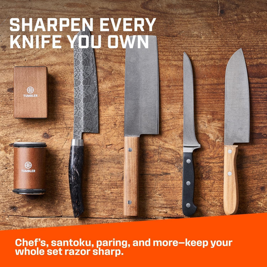 Tumbler Rolling Knife Sharpener Starter Set - Knife Sharpening Made Easy - Ultimate Gift for Father's Day