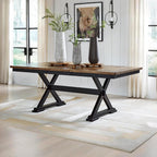 Signature Design by Ashley Wildenauer Farmhouse Dining Extension Table, Dark Brown & Black