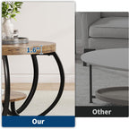 GarveeHome Round Coffee Table 30 in Center Table, 2-Tier Coffee Table Industrial Center Tables with Adjustable Feet, Living Room Tables with Storage Shelf and Designed Wood Grain, Easy Assemble