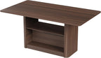 FUQARHY Dining Table for 6, Small Rectangular Kitchen Table for 4 with 2-Tier Storage Shelf, Farmhouse Modern Fluted Wood Table (Walnut)