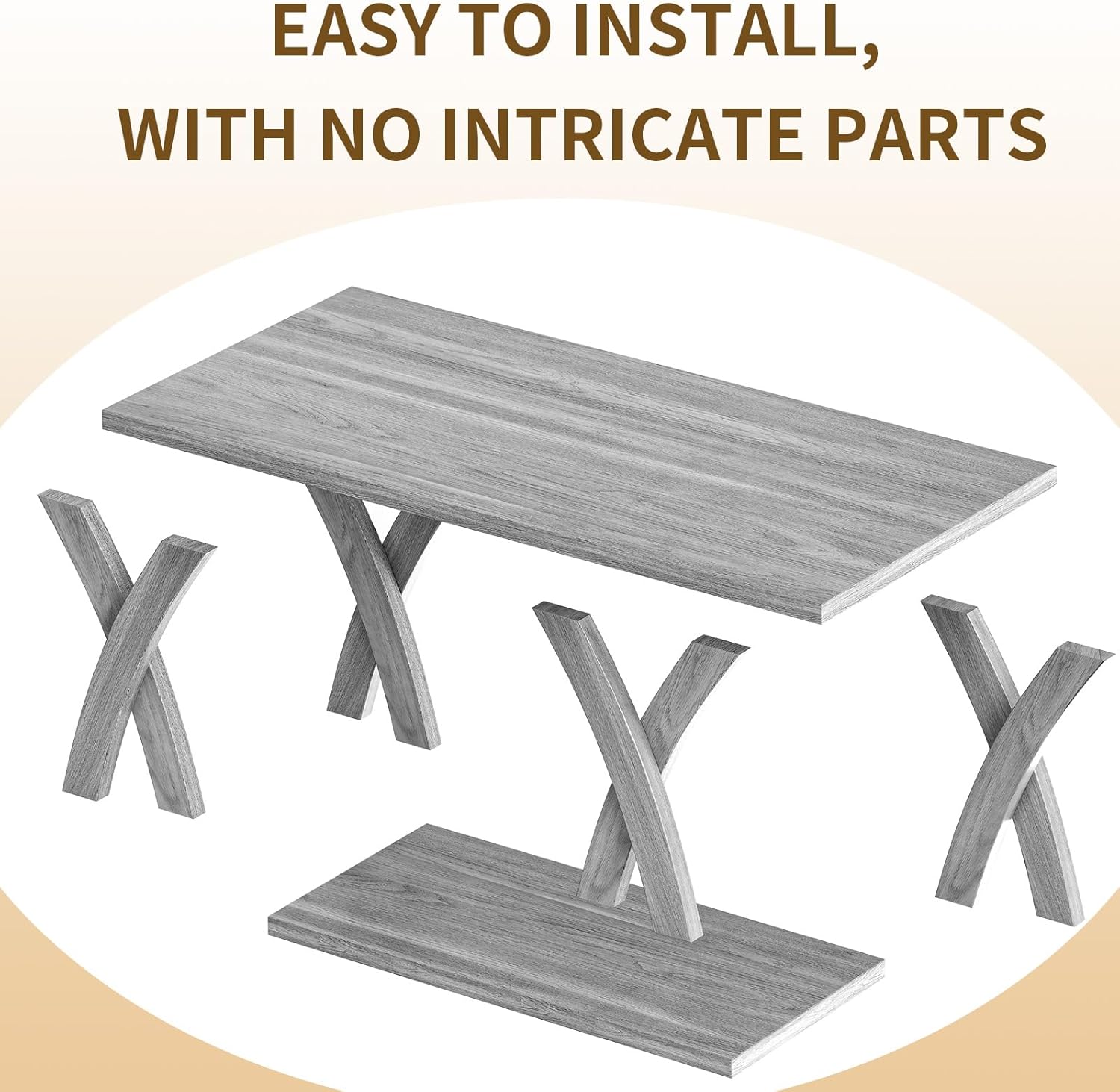 47” Farmhouse Coffee Tables for Living Room Rustic Stands with Storage Shelf Grey Coffee Tables for Living Room Farmhouse Center Stands with Shelf Wood Rectangle Center Table
