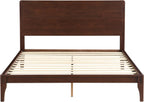 Merax Queen Size Bamboo Platform Bed, Mid-Century Modern Bed Frame with Tall Headboard, Solid Sustainable Bedframe Queen-Size, Wood Slat Support, No Box Spring Needed, Easy Assembly, Espresso