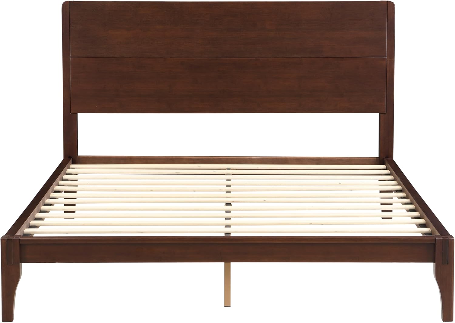 Merax Queen Size Bamboo Platform Bed, Mid-Century Modern Bed Frame with Tall Headboard, Solid Sustainable Bedframe Queen-Size, Wood Slat Support, No Box Spring Needed, Easy Assembly, Espresso