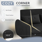 Shintenchi Small Modern Loveseat Couch Sofa, Mid Century Fabric Upholstered 2-Seat Sofa Couch Love Seats Furniture for Small Space,Living Room,Studio,Apartment with 2 Pillows,Black