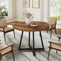 Tribesigns Round Dining Table for 2, 31.5" Industrial Kitchen Table with Metal Base, Small Table for Dining Room, Small Space, Apartment, Office, Restaurant, Rustic Brown & Black