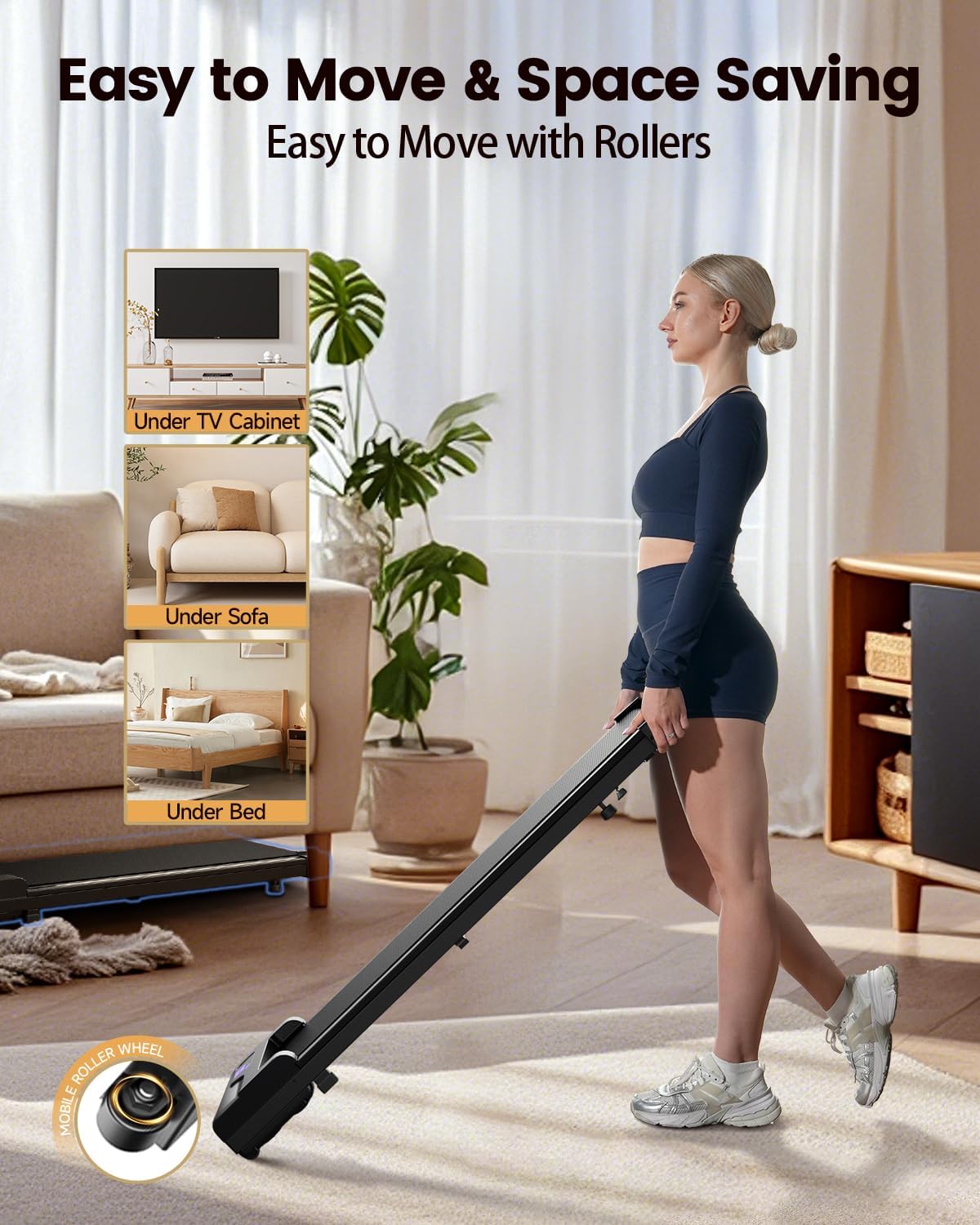 𝐖𝐚𝐥𝐤𝐢𝐧𝐠 𝐏𝐚𝐝 𝐓𝐫𝐞𝐚𝐝𝐦𝐢𝐥𝐥 𝐟𝐨𝐫 𝐇𝐨𝐦𝐞 - Under Desk Treadmills Portable Mini Walking Pads Compact Walk Pad for Small Spaces Office Indoor Apartment Floor Flat Running Machine