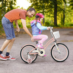 HONEY JOY Kids Bike, 12 14 16 18 20 Inch Toddler Bikes w/Training Wheels, Handbrake & Coaster Brake, Fully Enclosed Chain, Adjustable Handlebar & Seat, Kids Bicycle w/Basket, Girls Boys Bike 3-8