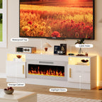 Fireplace TV Stand with 36'' Electric Fireplace, 70'' TV Media Entertainment Center with Fireplace Up to 80 inch,Modern LED TV Console with High Gloss Cabinet for Living Room