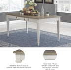 Signature Design by Ashley Skempton Farmhouse Rectangular Dining Room Table with Storage, White & Light Brown