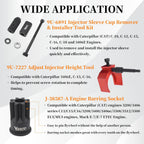 9U-6891 Injector Sleeve Remover Installer Set + J-42083 Automatic Timing Pin + 9U-7227 Injector Height Tool + J-38587-A Engine Barring Socket Fits for CAT Caterpillar 3406E C15 C16 Engines
