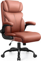 HeroSet Office Chair, Ergonomic Big and Tall Computer Desk Chairs, Executive Breathable Leather Chair with Adjustable High Back Flip-up Armrests, Lumbar Support Swivel PC Chair with Rocking Function