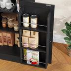 71” Large Sideboard Buffet Cabinet with Storage, Farmhouse Buffet Cabinet with Adjustable Shelves and 3 Door Shelves, Wood Coffee Bar Console Table for Kitchen, Dining Room (Black)