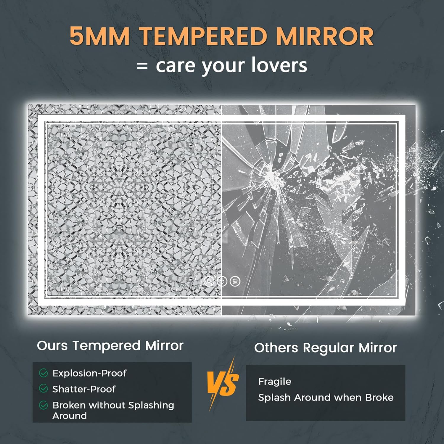 New LED Bathroom Mirror 72x36 Inch with Front and Backlit, CRI 90+, 3 Colors & Stepless Dimmable Lighted Bathroom Mirror, Anti-Fog, Memory, Top-Grade Tempered Glass, Rotatable